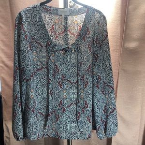 Laundry by Shelli Segal Paisley Long Sleeve Blouse